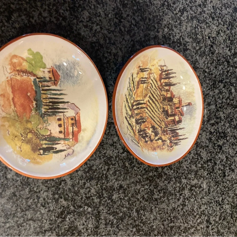 2 William Sonoma Tuscan Landscape Dipping Bowls